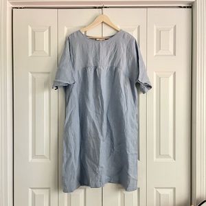 Sauths 100% Linen Light Blue Kyoto Dress